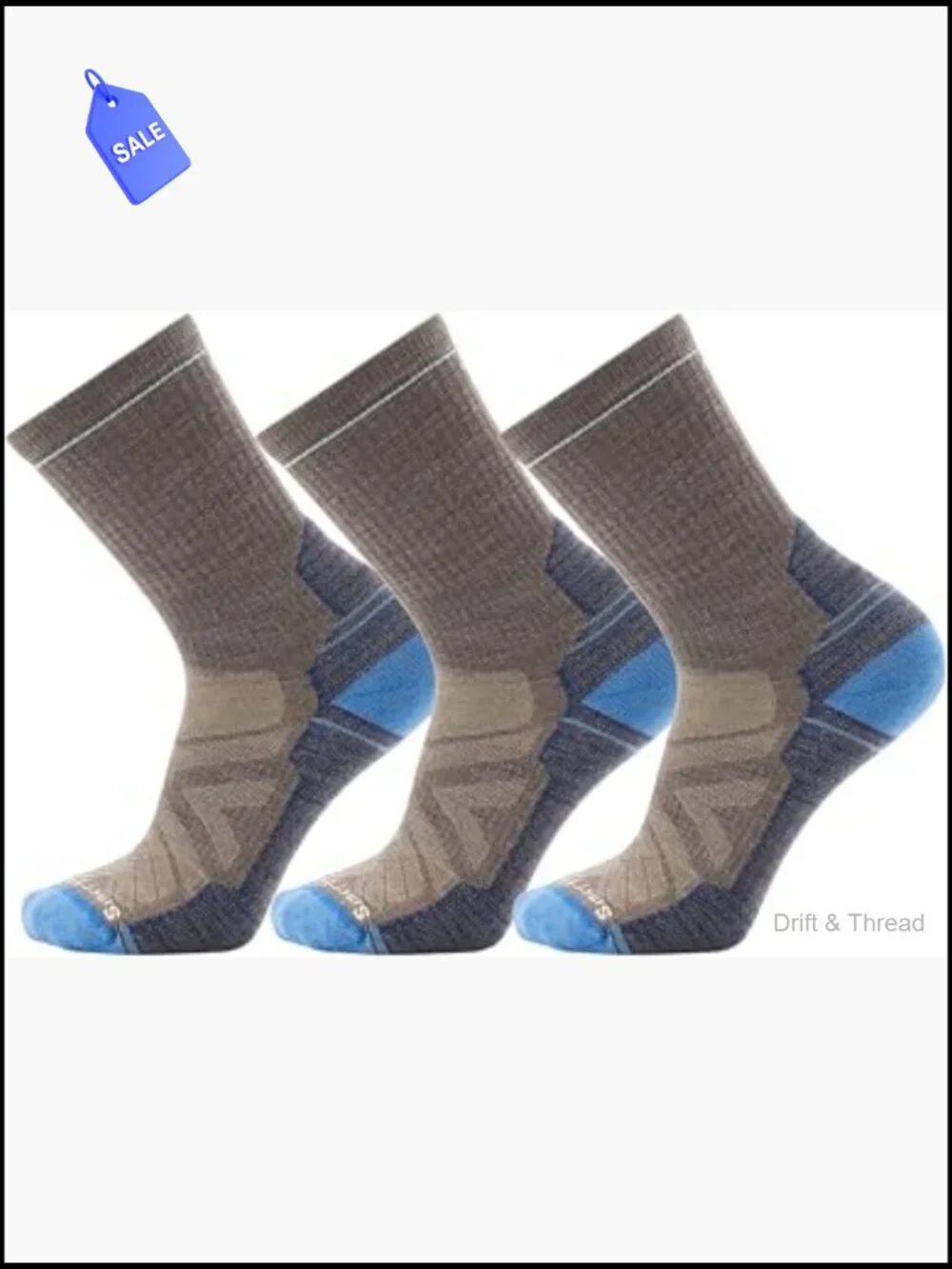 Men's Merino Wool Hiking Crew Socks Multipack, Light Cushion